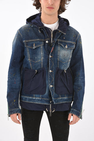 Denim Jacket with Hooded Vest