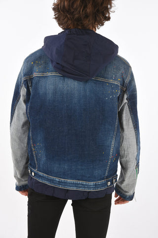 Denim Jacket with Hooded Vest