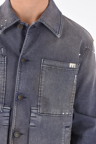 denim D-ANTONY-SP jacket with breast pockets and logo-buttons