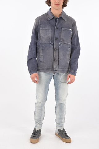 denim D-ANTONY-SP jacket with breast pockets and logo-buttons