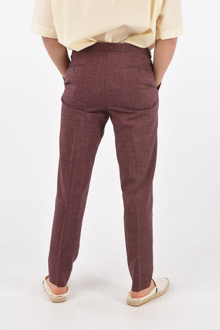 virgin wool and flax jetted pocket double pleat plain hem trousers