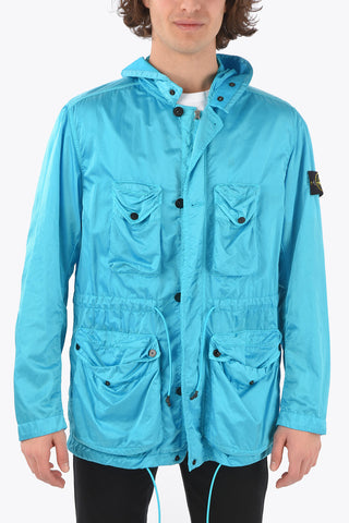 giubbotto utility in nylon con cappuccio