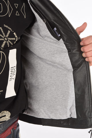 leather and fabric L-FRANKLIN jacket