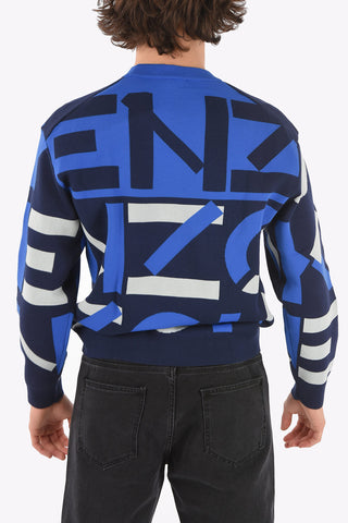 Crew Neck Monogram Fabric Sweater