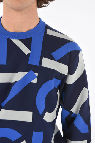 Crew Neck Monogram Fabric Sweater