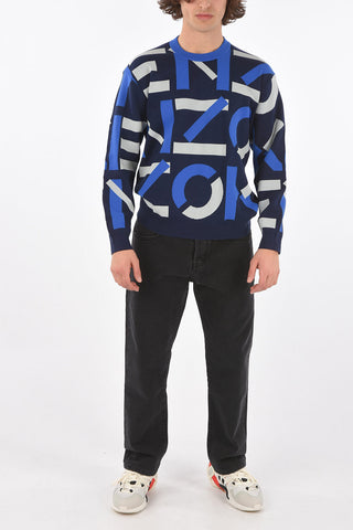 Crew Neck Monogram Fabric Sweater