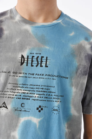 t-shirt T-JUST-E13 stampata effetto tie dye