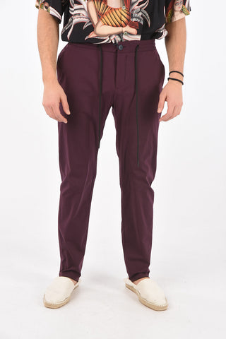 Stretch nylon plain hem trousers