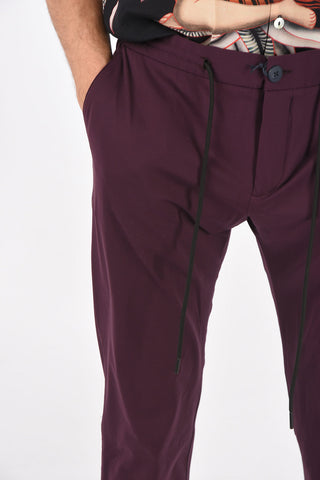Stretch nylon plain hem trousers