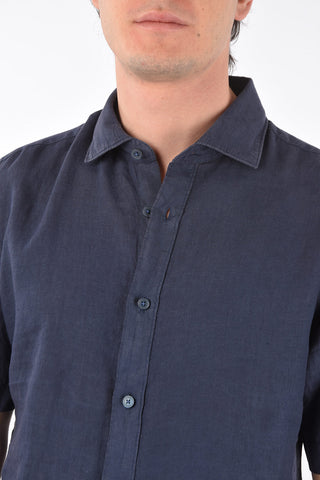 ZZEGNA flax short sleeve shirt with spread collar
