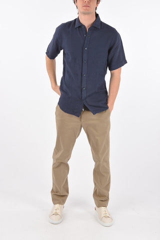 ZZEGNA flax short sleeve shirt with spread collar