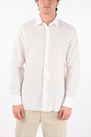EZ TAILORING matelassé spread collar shirt