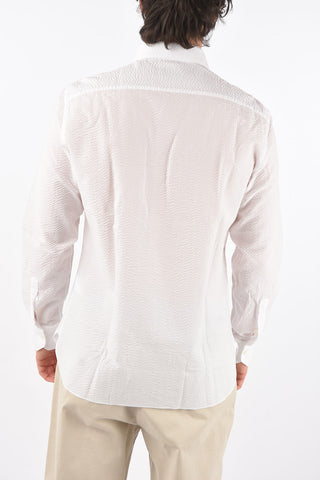EZ TAILORING matelassé spread collar shirt