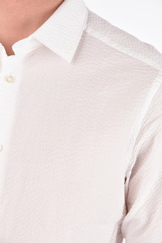 EZ TAILORING matelassé spread collar shirt