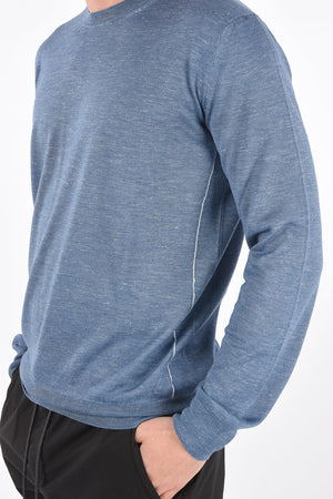 EZ LUXURY silk cashmere and flax crew-neck sweater
