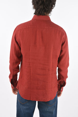 ZZEGNA flax spread collar shirt