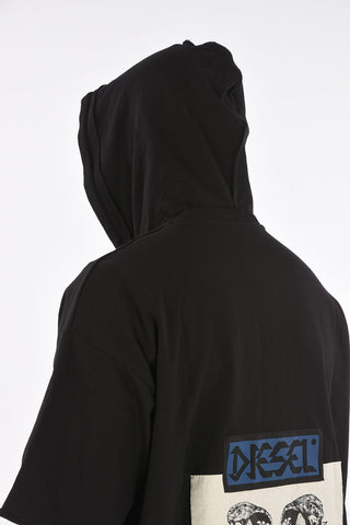 patch embroidered 3 /4 sleeve S-GIGA sweatshirt with hood
