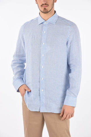 Camicia in lino ZANTE con stampa a righe