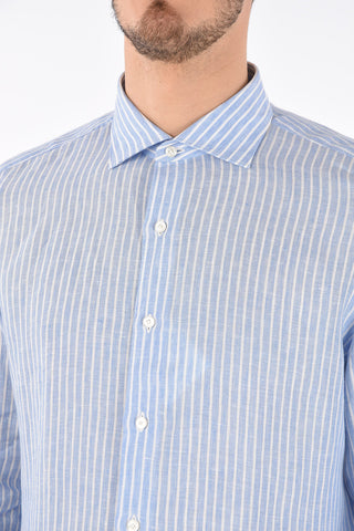 Camicia in lino ZANTE con stampa a righe