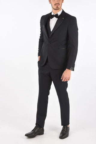 center vent peak lapel 3 piece waistcoat suit