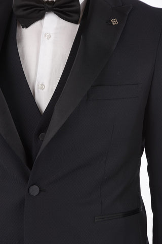center vent peak lapel 3 piece waistcoat suit