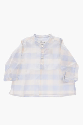 check mandarin collar shirt