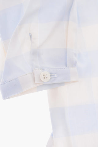 check mandarin collar shirt