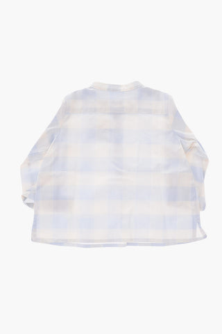 check mandarin collar shirt
