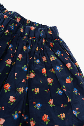 floral printed skirt with drawstring waist