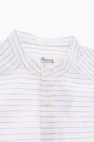 camicia a righe collo coreano 