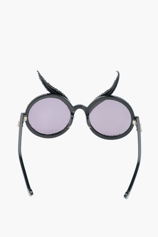 Rhinestones embellished frame round sunglasses