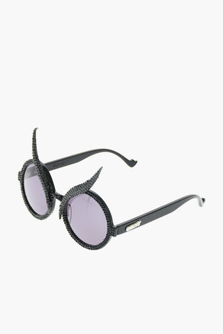 Rhinestones embellished frame round sunglasses