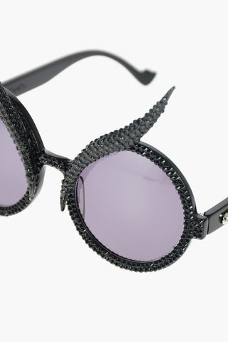 Rhinestones embellished frame round sunglasses