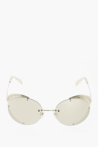 round sunglasses with perforated details