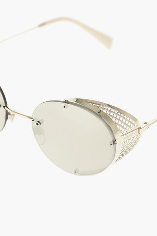 round sunglasses with perforated details