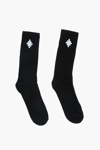 calzini in cotone stretch con ricamo logo