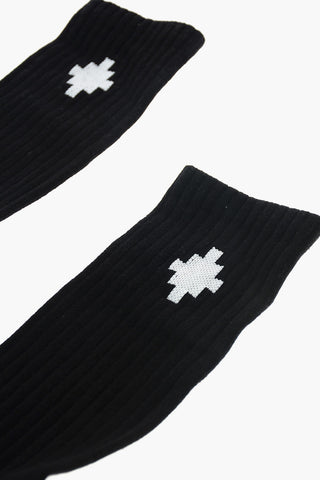 calzini in cotone stretch con ricamo logo