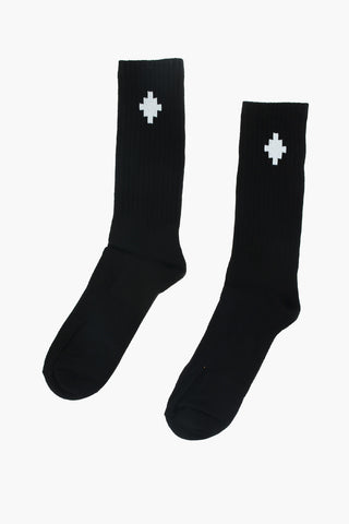 calzini in cotone stretch con ricamo logo