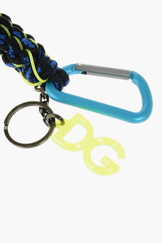 braided keychain with logo pendant