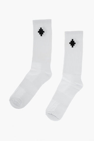 logo embroidered stretch cotton socks
