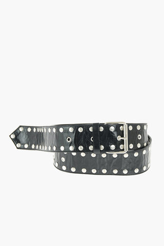 50mm leather belt with studs