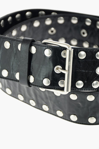 50mm leather belt with studs