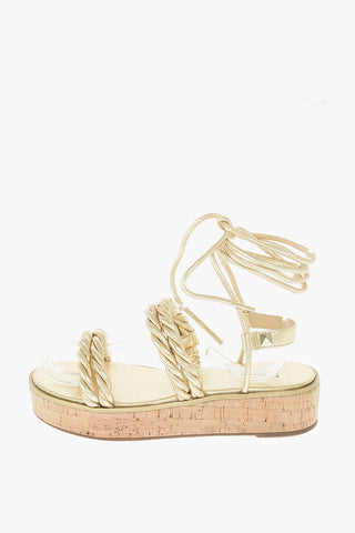 Cork Wedge MARINA Lamè Leather Sandals 4cm