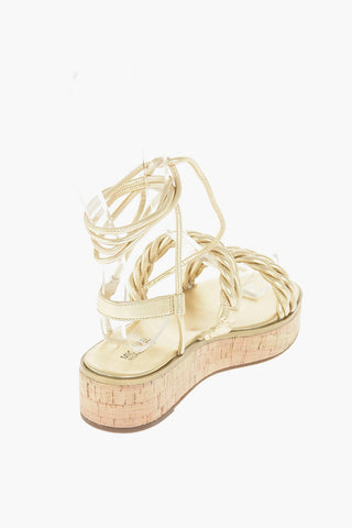 Cork Wedge MARINA Lamè Leather Sandals 4cm