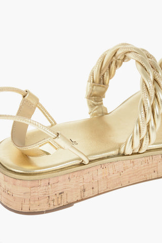 Cork Wedge MARINA Lamè Leather Sandals 4cm