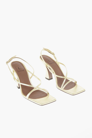 Spool Heel Lamè Leather Slingback Sandals 9cm