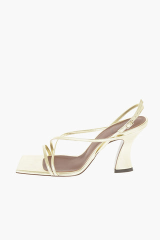 Spool Heel Lamè Leather Slingback Sandals 9cm