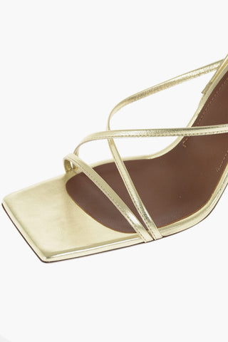 Spool Heel Lamè Leather Slingback Sandals 9cm
