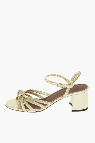Knotted Motif Lamè Leather Sandals 7cm