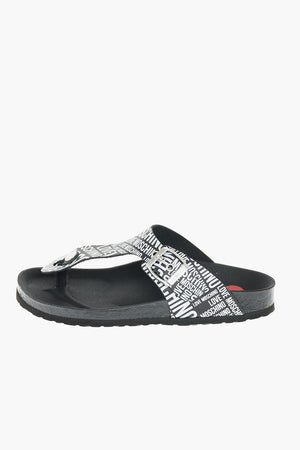 LOVE MOSCHINO Zweifarbige Zehentrenner BIRKI30 mit Logodruck